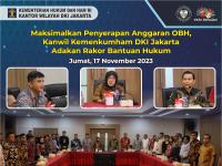 Maksimalkan Penyerapan Anggaran OBH, Kanwil Kemenkumham DKI Jakarta Adakan Rakor Bantuan Hukum
