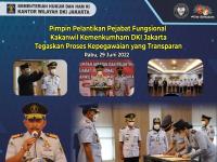 Pimpin Pelantikan Pejabat Fungsional, Kakanwil Kemenkumham DKI Jakarta Tegaskan Proses Kepegawaian yang Transparan