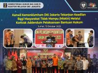 Kanwil Kemenkumham DKI Jakarta Tekankan Keadilan Bagi Tidak Masyarakat Tidak Mampu (Miskin) Melalui Kontrak Addendum Pelaksanaan Bantuan Hukum