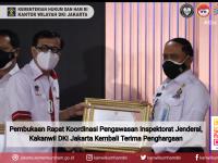 Pembukaan Rapat Koordinasi Pengawasan Inspektorat Jenderal, Kakanwil DKI Jakarta Kembali Terima Penghargaan