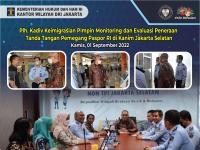 Plh.Kadiv Keimigrasian Pimpin Monitoring dan Evaluasi Peneraan Tandatangan Pemegang Paspor RI di Kanim Jakarta Selatan