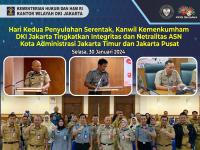 Hari Kedua Penyuluhan Serentak, Kanwil Kemenkumham DKI Jakarta Tingkatkan Integritas dan Netralitas ASN Kota Administrasi Jakarta Timur dan Jakarta Pusat