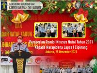 Remisi Khusus Natal Diberikan Langsung Kakanwil Kemenkumham DKI Jakarta Kepada Narapidana Lapas Kelas I Cipinang