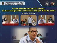 Kanwil Kemenkumham DKI Jakarta Berhasil Integrasikan 2 Universitas dengan Website JDIHN
