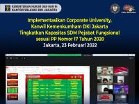Implementasikan Corporate University, Kanwil Kemenkumham DKI Jakarta Tingkatkan Kapasitas SDM Pejabat Fungsional sesuai PP Nomor 17 Tahun 2020