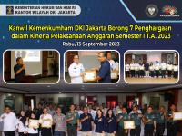 Kanwil Kemenkumham DKI Jakarta Borong 7 Penghargaan dalam Kinerja Pelaksanaan Anggaran Semester I T.A. 2023