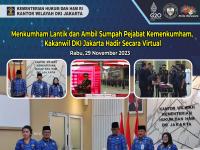 Menkumham Lantik dan Ambil Sumpah Pejabat Kemenkumham, Kakanwil DKI Jakarta Hadir Secara Virtual