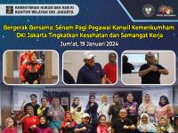 Bergerak Bersama: Senam Pagi Pegawai Kanwil Kemenkumham DKI Jakarta Tingkatkan Kesehatan dan Semangat Kerja