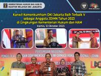 Kanwil Kemenkumham DKI Jakarta Raih Terbaik V sebagai Anggota JDIHN Tahun 2023 di Lingkungan Kementerian Hukum dan HAM