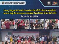 Sinergi Pegawai Kanwil Kemenkumham DKI Jakarta mengikuti Senam Pagi Bersama guna menjaga Gaya Hidup Sehat dan Aktif