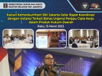 Kanwil Kemenkumham DKI Jakarta Gelar Rapat Koordinasi dengan Instansi Terkait Bahas Urgensi Perppu Cipta Kerja dalam Produk Hukum Daerah