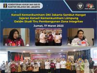 Kanwil Kemenkumham DKI Jakarta Sambut Hangat Jajaran Kanwil Kemenkumham Lampung Dalam Studi Tiru Pembangunan Zona Integritas