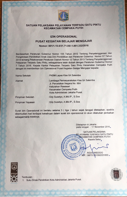 PKBM Lapas Salemba mendapat izin operasional